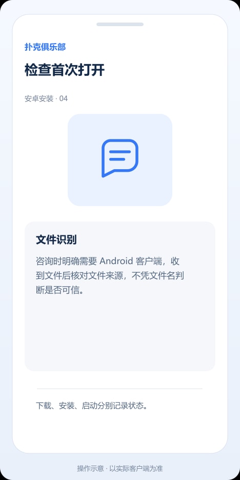 扑克俱乐部 检查首次打开操作示意